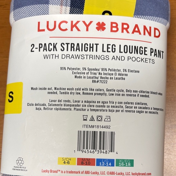 Lucky Brand Blue and White Lounge Pants 2-Pack - Picture 2 of 3